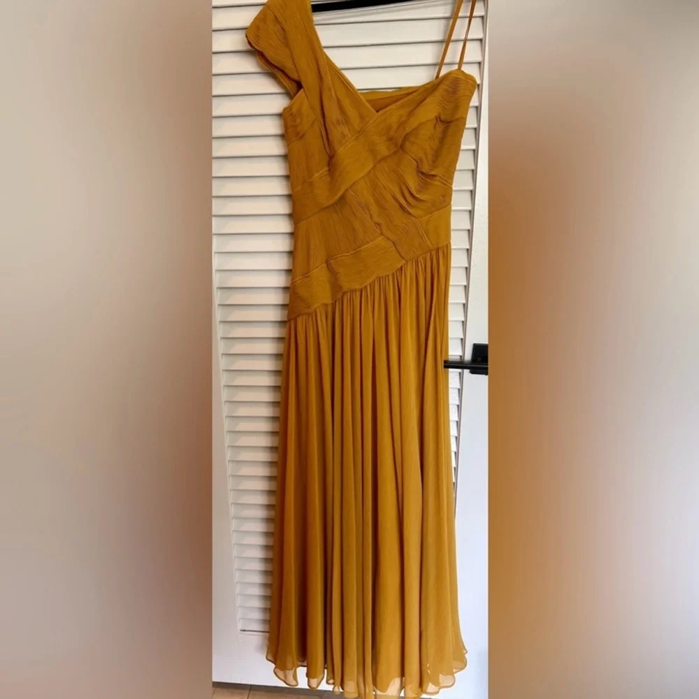 Tadashi Shoji Mustard Strapless Gown - Picture 2 of 7